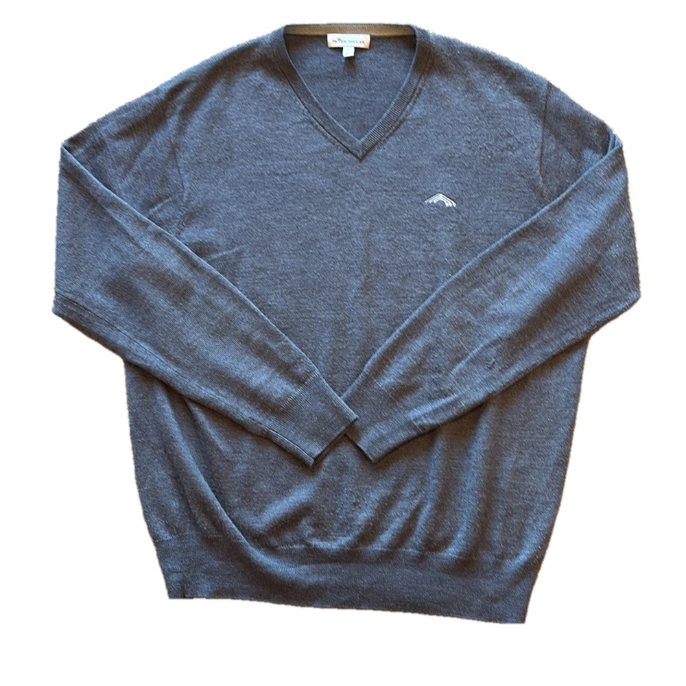 Peter Millar Mens L Wool/ Silk Blend Dark Gray V-Neck Golf Sweater